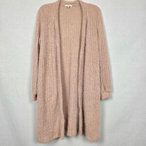 Maurices Fuzzy Ribbed Long Open Cardigan M Pink
